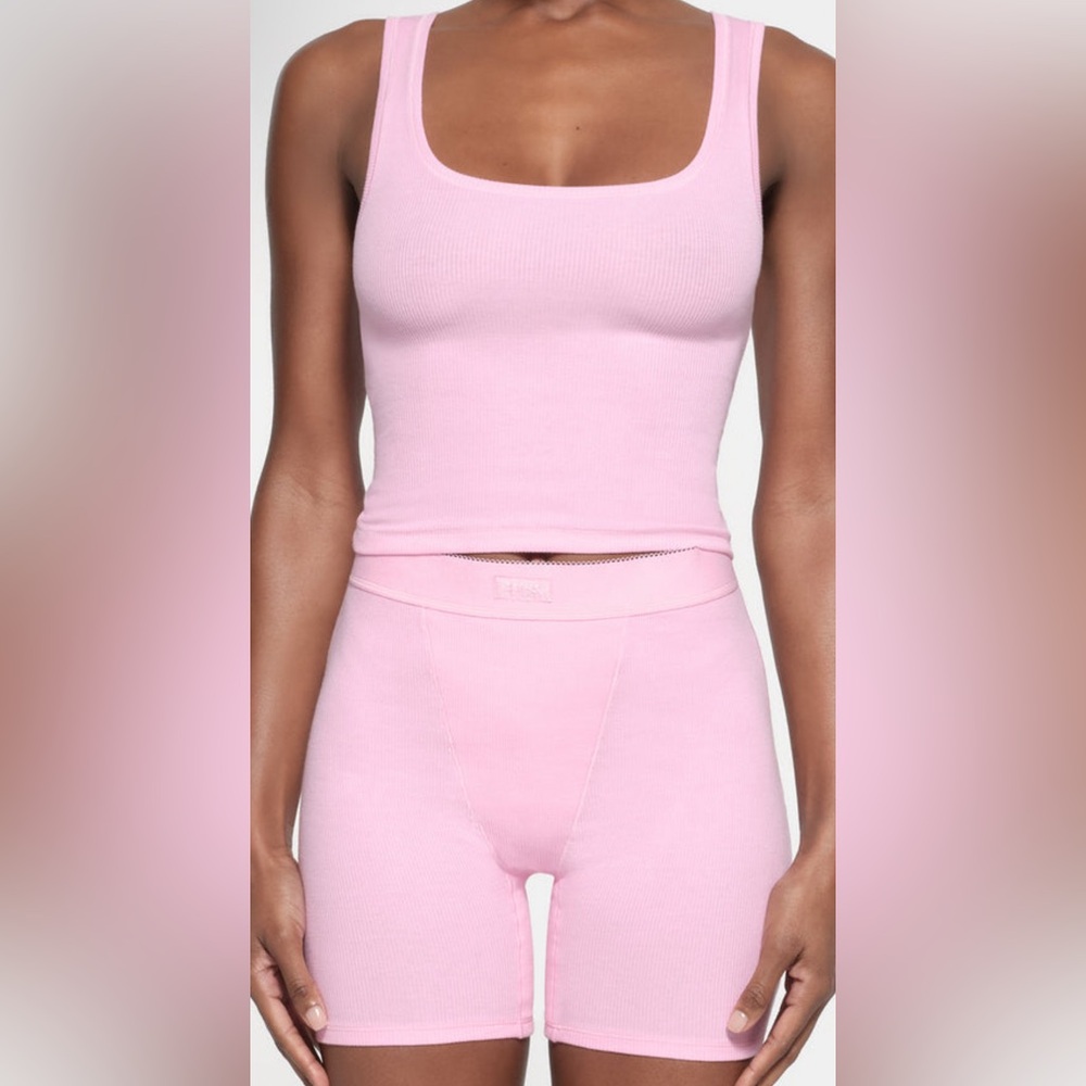 skims pink boxer and tank set